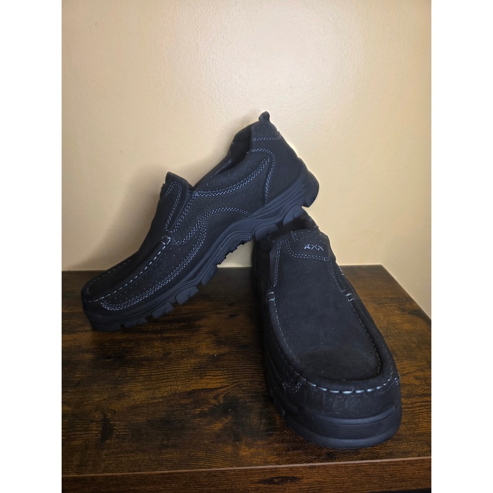 Camel Crown Mens Slip On Loafers Black Leather Moc Toe Walking Shoes KS32344020